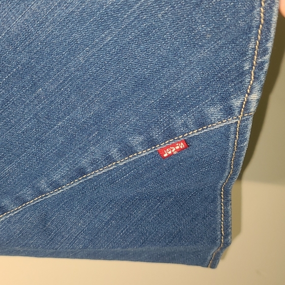 Levi's Engineered asymmetrical diagonal cut denim a-line knee length jeans skirt - Picture 4 of 12